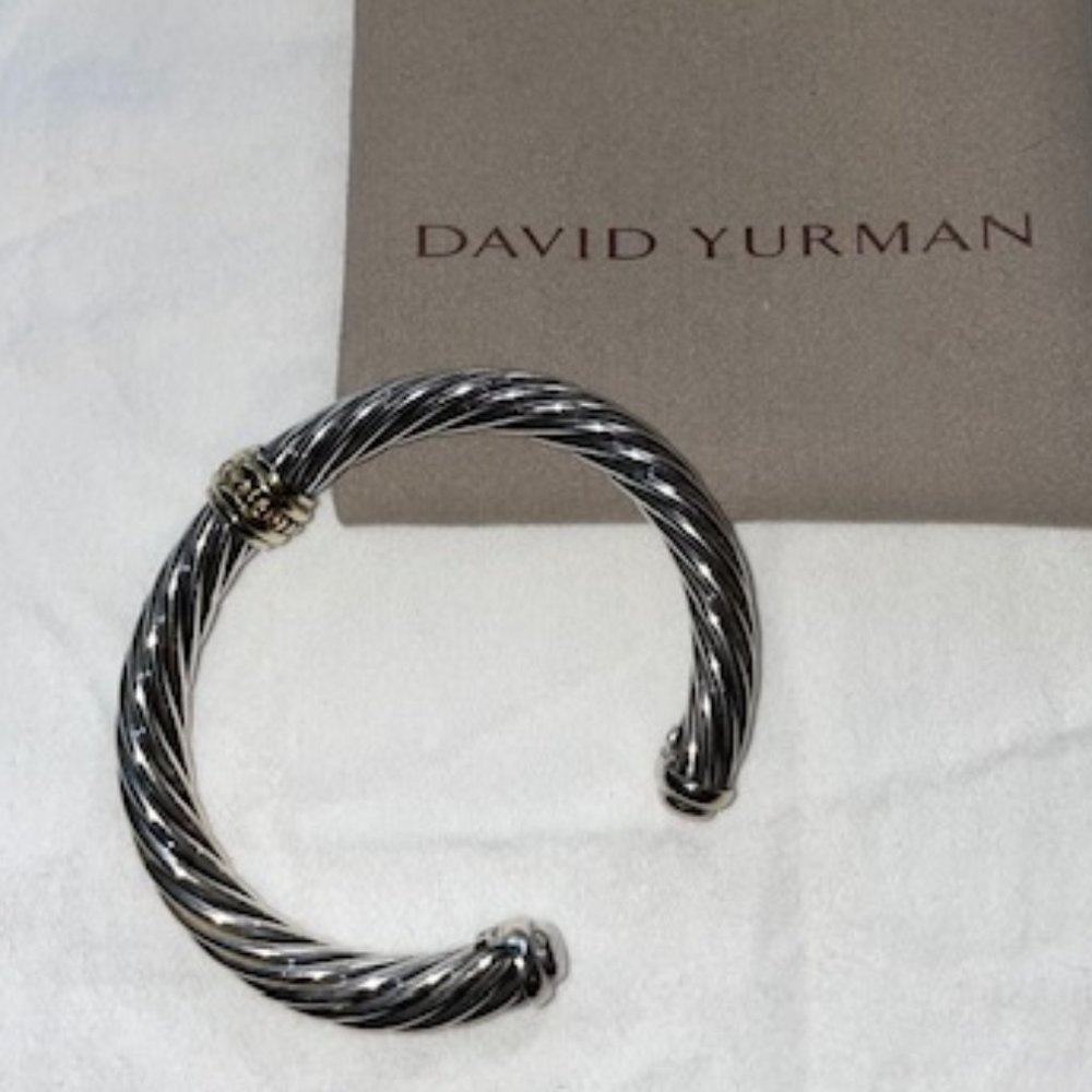 David Yurman 5mm Cable Single Station 585 Gold/Silver 925 Sterling Bracelet